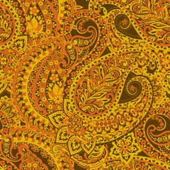 Vector Floral Seamless pattern with paisley ornament.