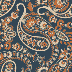 Materiał do szycia Paisley Ornamental seamless pattern. kalamkari vector fabric background