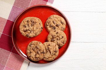 Chocolate chip cookies on a plate