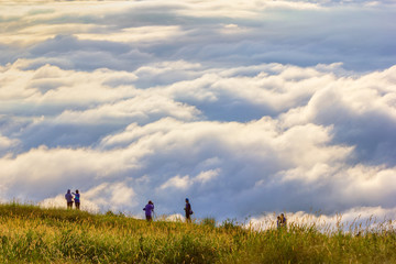 Beautiful Sunrise and mist at Phu Tubberk, Phetchabun Province, Thailand.