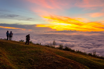 Beautiful Sunrise and mist at Phu Tubberk, Phetchabun Province, Thailand.