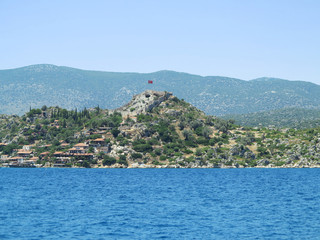 Fortress Simena Kalesi in the Kekova Islands. Near Antalya, Turkey