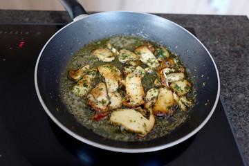 fresh cooking at home delicious roasted boletus edulis 