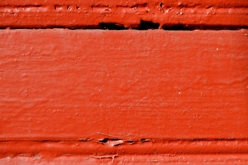 Old painted wooden wall brown color lit by sun close up