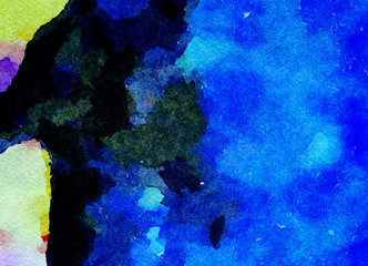 Abstract modern art background. Oil painting on canvas. Watercolor elements mixed fine artwork. Acrylic drawing texture with bright brushstrokes.