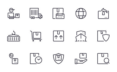 Delivery icons set outline style