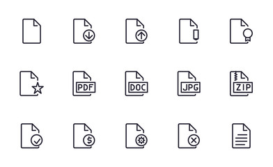 Document icons set outline style