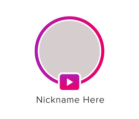 Social media icon avatar frame. Play stories user video streaming. Colorful gradient frame for photo. Vector illustration.