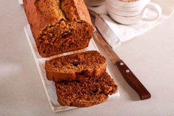 Date loaf, served with coffee