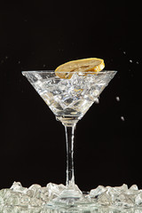 Glass, Lemon And Splash Of Water