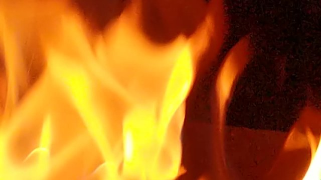 Stock video  Fire flames on a black background