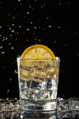 Glass Of Water, Ice And Lemon