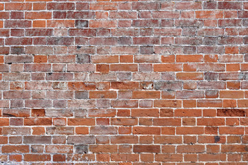 Vintage orange red old brick wall