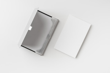 top view of business card with case on white