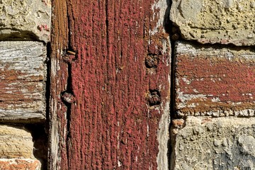 Weathered Red Timber Frame: Historic Building Detail