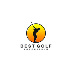 Logos for golf sports with player silhouettes