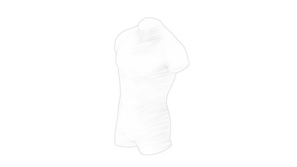 3d rendering of a male torso isolated in white background