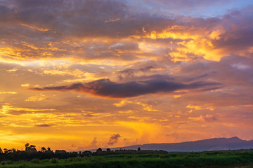 Scenic View Of Dramatic Sky During Sunset