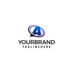 Swoosh Letter A technology logo concept template