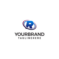 Swoosh Letter R technology logo concept template
