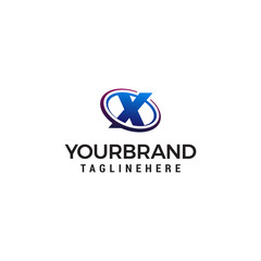 Swoosh Letter X technology logo concept template