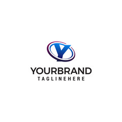 Swoosh Letter Y technology logo concept template