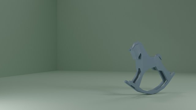 Room with rocking horse 3D render