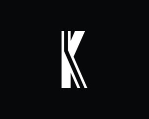 Outstanding Professional Elegant Trendy Awesome Artistic Black and White Color Letter K Initial Based Alphabet Icon Logo.