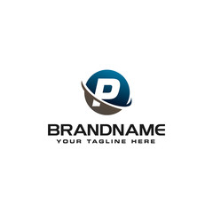 Obraz premium initial P technology swoosh company letter logo design vector icon template