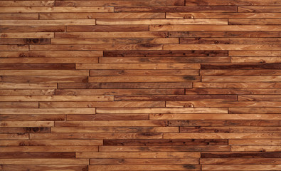 Small pieces of pine Arranged together into a beautiful wooden wall For interior decoration of...