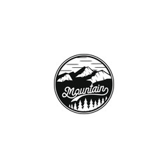 Outdoor mountain nature logo - adventure wildlife pine tree forest design