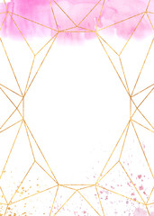 Watercolor pink abstract geometric frame