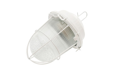 Closeup image of outdoor lantern lamp isolated at white background.