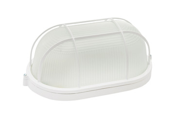 Closeup image of street lamp with wall mount isolated at white background.