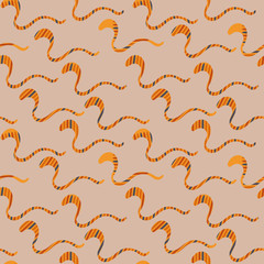 A seamless vector pattern background with striped golden snakes. Surface print design.