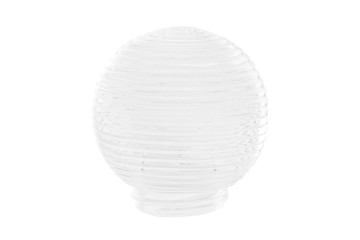 Closeup image of white round plastic lamp shade isolated at white background.