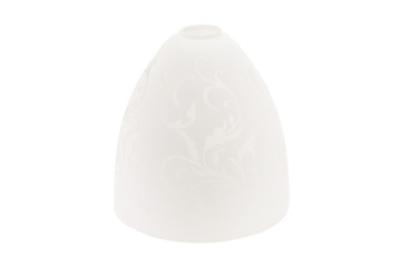 Closeup image of white plastic modern lamp shade isolated at white background.