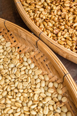 Coffee beans drying at sun