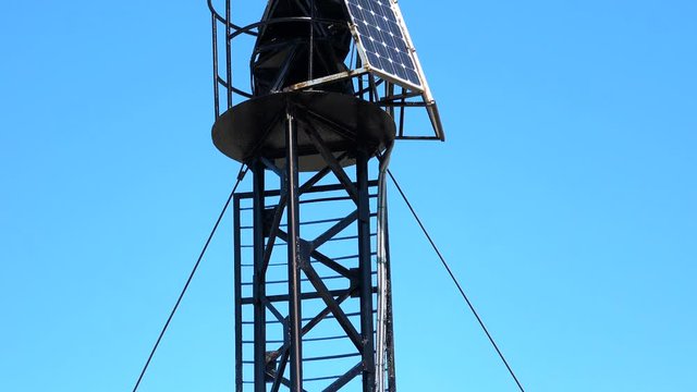 Small lighthouse on solar panels on the Black Sea