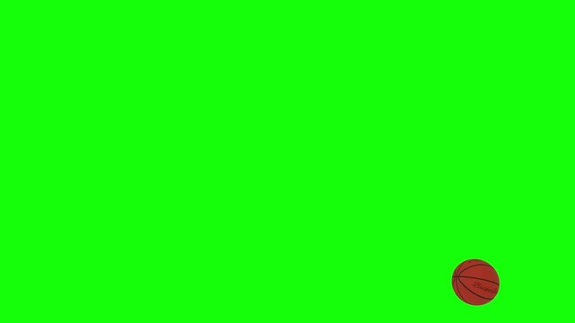 Basketball ball with the words basketball fly on a green screen - chromakey background