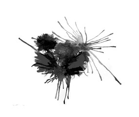 Ink splash collection.Set of black ink blots.