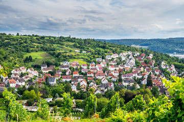Germany, Stuttgart city district uhlbach, a small village in green nature landscape surrounded by...