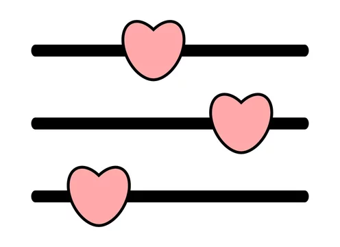 Control panel with pink heart sliders. Analog sound mixer icon