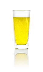 Glass filled with an orange soft drink