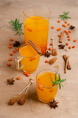 Vitamin healthy sea buckthorn tea in glass