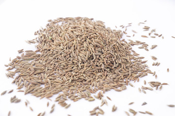 cumin or jeera macro photography of garam masala in white background 