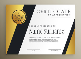 golden geometric multipurpose premium certificate template design