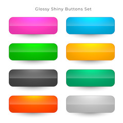 shiny web buttons in eight colors set