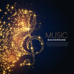 music note made with glowing particles background design - obrazy, fototapety, plakaty
