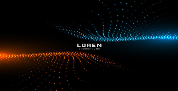 digital particles orange and blue glowing background